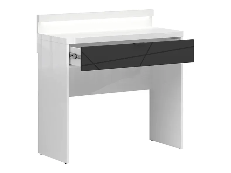 BRW Туалетный столик с подсветкой Forn 90 см с ящиком белый глянец/черный, белый глянцевый/черный матовый TOL1S+OSW-BIP/CAM фото №3