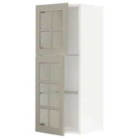 IKEA METOD МЕТОД, настінна шафа, полиці / 2 склх дверц, білий / стенсундський бежевий, 40x100 см 494.605.28 фото