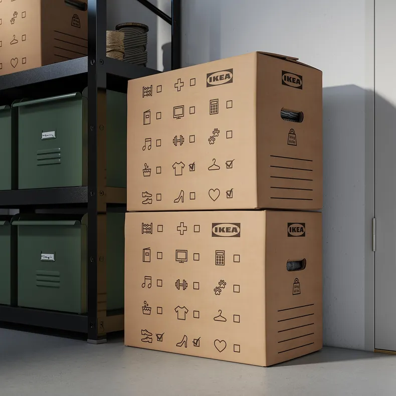 IKEA DUNDERGUBBE ДУНДЕРГУББЕ, коробка для переїзду, коричневий, 50x31x40 см 104.770.49 фото №3