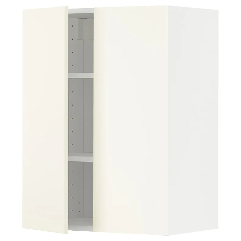 IKEA METOD МЕТОД, навісна шафа з полицями / 2 дверцят, білий / ВАЛЛЬСТЕНА білий, 60x80 см 495.072.72 фото №1