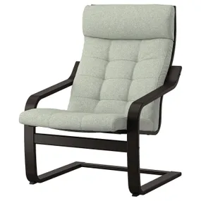 IKEA POÄNG ПОЭНГ, кресло, черный / коричневый / светло-зеленый 195.019.07 фото