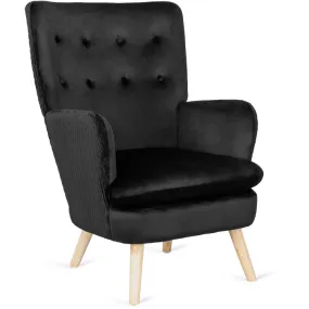 Кресло мягкое бархатное MEBEL ELITE SANTOS Velvet, Черный фото