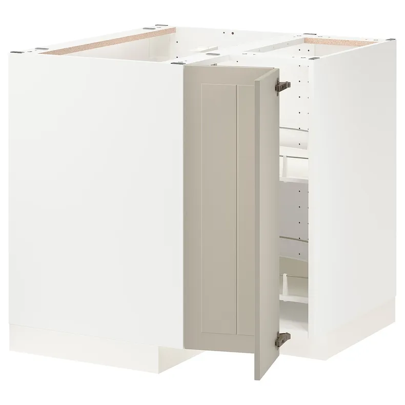 IKEA METOD МЕТОД, угловой напольн шкаф с вращающ секц, белый / Стенсунд бежевый, 88x88 см 694.079.69 фото №1