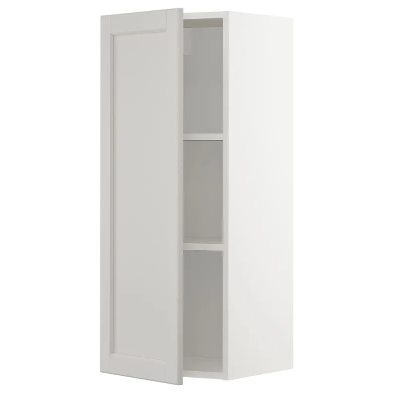 IKEA METOD МЕТОД, шафа навісна із полицями, білий / світло-сірий Lerhyttan, 40x100 см 894.633.51 фото №1