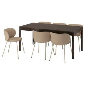 IKEA EKEDALEN ЕКЕДАЛЕН / KRYLBO КРЮЛБУ, стіл+6 стільців, темно-коричневий / Tonerud темно-бежевий, 180 / 240 см 795.707.28 фото