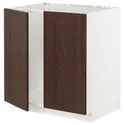 IKEA METOD МЕТОД, підлогова шафа для мийки+2 дверцят, білий / СІНАРП коричневий, 80x60 см 494.563.00 фото thumb №1