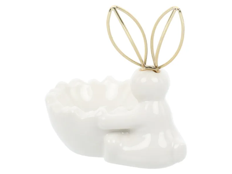 BRW Декоративна фігурка BRW Кролик, кераміка, біло-золотий 079608 фото №3