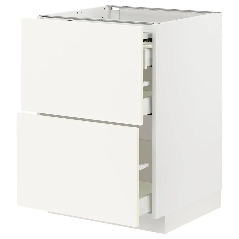 IKEA METOD МЕТОД / MAXIMERA МАКСИМЕРА, напольный шкаф с выдвиж панелью / 3ящ, белый / Вальстена белый, 60x60 см 395.072.15 фото №1