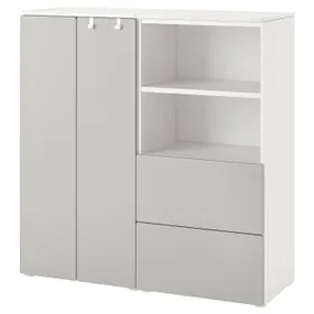 IKEA SMÅSTAD СМОСТАД / PLATSA ПЛАТСА, шафа, білий/сірий, 120x42x123 см 694.288.96 фото