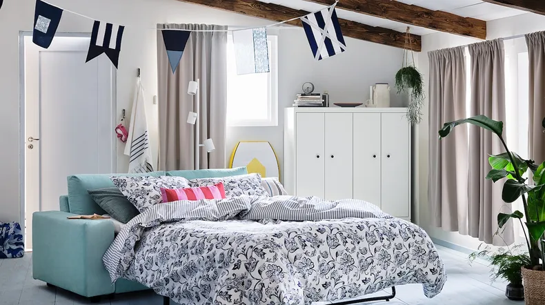 IKEA VIMLE ВИМЛЕ, 2-местный диван-кровать, с широкими подлокотниками / Саксемара светло-голубой 595.372.02 фото №7