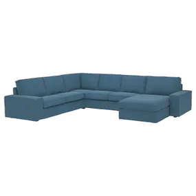 IKEA KIVIK КИВИК, угловой 5-местный диван с козеткой, Талмира голубая 894.847.11 фото