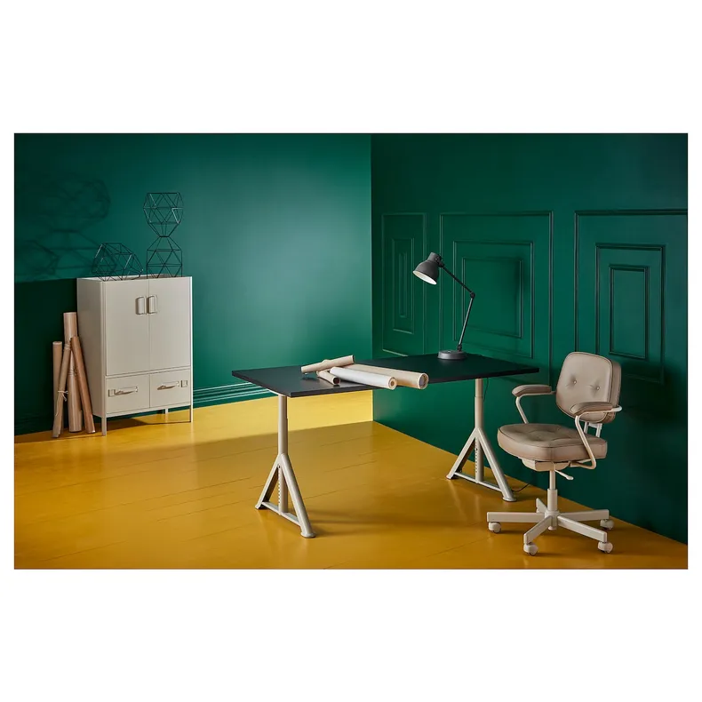 IKEA IDÅSEN ИДОСЕН, письменный стол, чёрный / бежевый, 160x80 см 292.810.33 фото №7