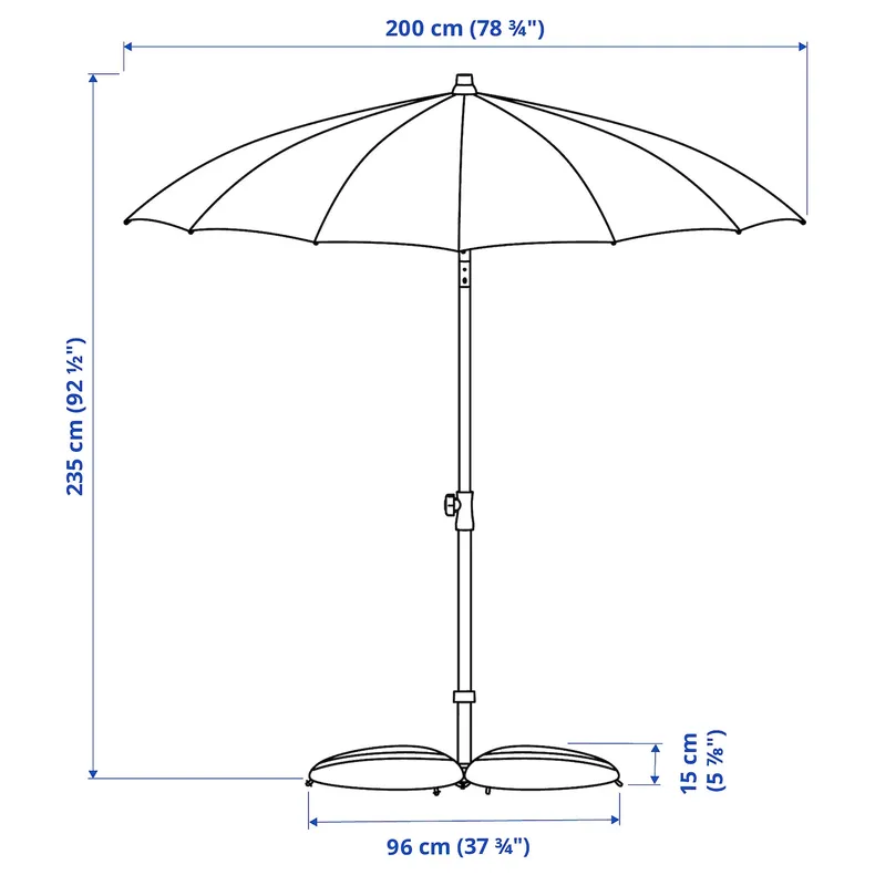 IKEA SAMSÖ / IGGÖN, парасолька з основою, з градієнтом бежевий/темно-сірий, 200 см 095.762.05 фото №2