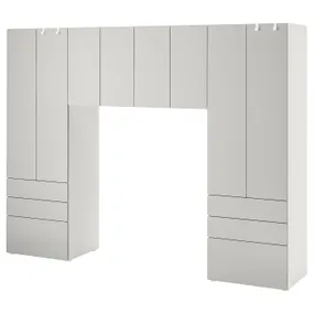 IKEA SMÅSTAD СМОСТАД / PLATSA ПЛАТСА, шафа, білий/сірий, 240x42x181 см 094.290.16 фото