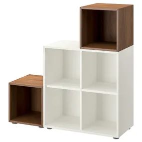 IKEA EKET ЕКЕТ, комбінація шаф із ніжками, білий / волоський горіх, 105x35x107 см 494.903.42 фото