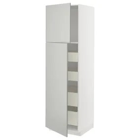 IKEA METOD МЕТОД / MAXIMERA МАКСИМЕРА, высокий шкаф / 2дверцы / 4ящика, белый / светло-серый, 60x60x200 см 095.385.91 фото
