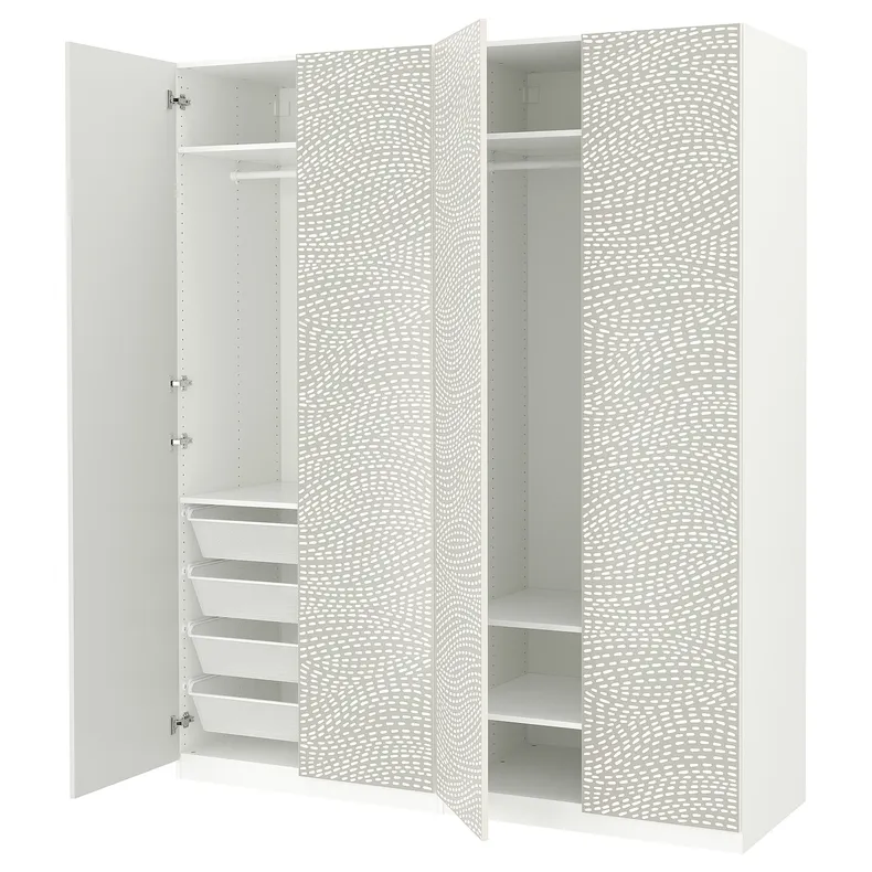 IKEA PAX ПАКС / MISTUDDEN МИСТУДДЕН, гардероб, комбинация, белый / серый узор, 200x60x236 см 195.229.62 фото №1