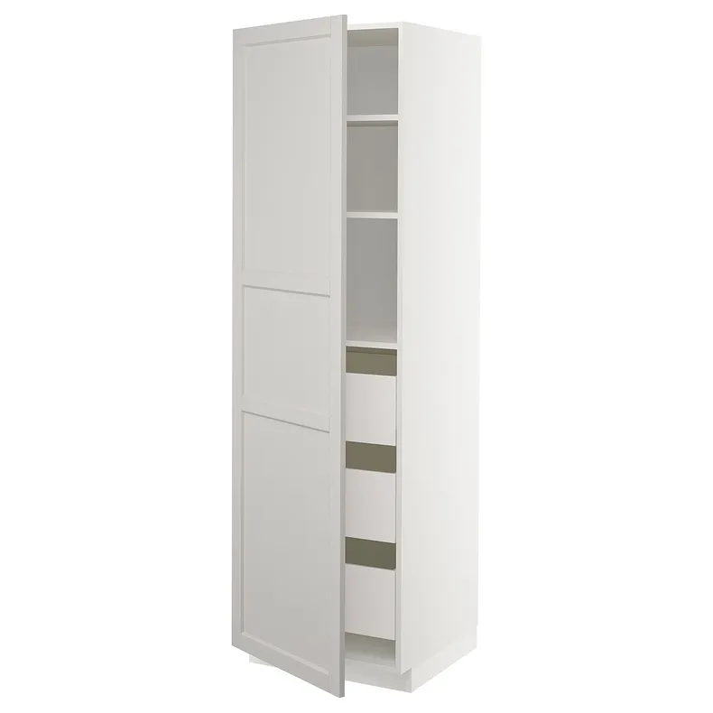 IKEA METOD МЕТОД / MAXIMERA МАКСІМЕРА, висока шафа із шухлядами, білий / світло-сірий Lerhyttan, 60x60x200 см 193.867.85 фото №1