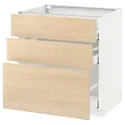 IKEA METOD МЕТОД / MAXIMERA МАКСИМЕРА, напольный шкаф с 3 ящиками, белый / аскерсундский узор светлый ясень, 80x60 см 692.159.32 фото thumb №1