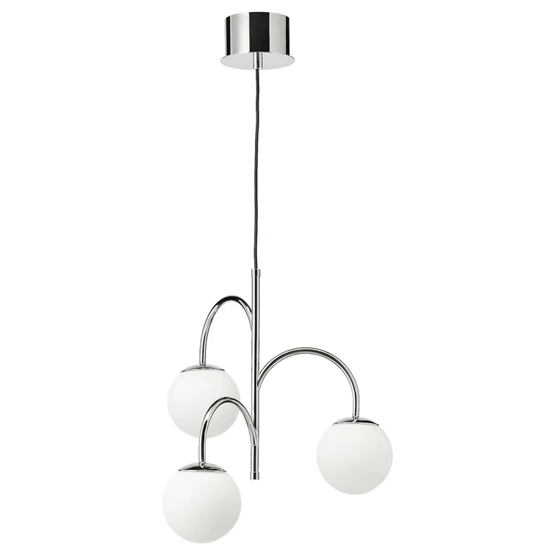 IKEA SIMRISHAMN СІМРІСХАМН, підвісний світильник, 3 ламп, хромований/молочний скло, 55 см 804.078.35 фото №1