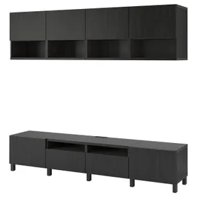 IKEA BESTÅ БЕСТО, шкаф для ТВ, комбинация, черный / коричневый / Лаппвикен / Стуббарп черный / коричневый, 240x42x230 см 194.119.64 фото