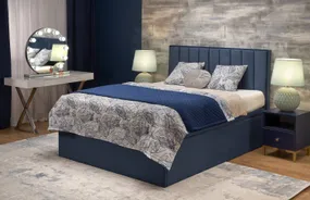 Ліжко двоспальне з підйомним механізмом HALMAR ASENTO 160x200 см темно-синя фото