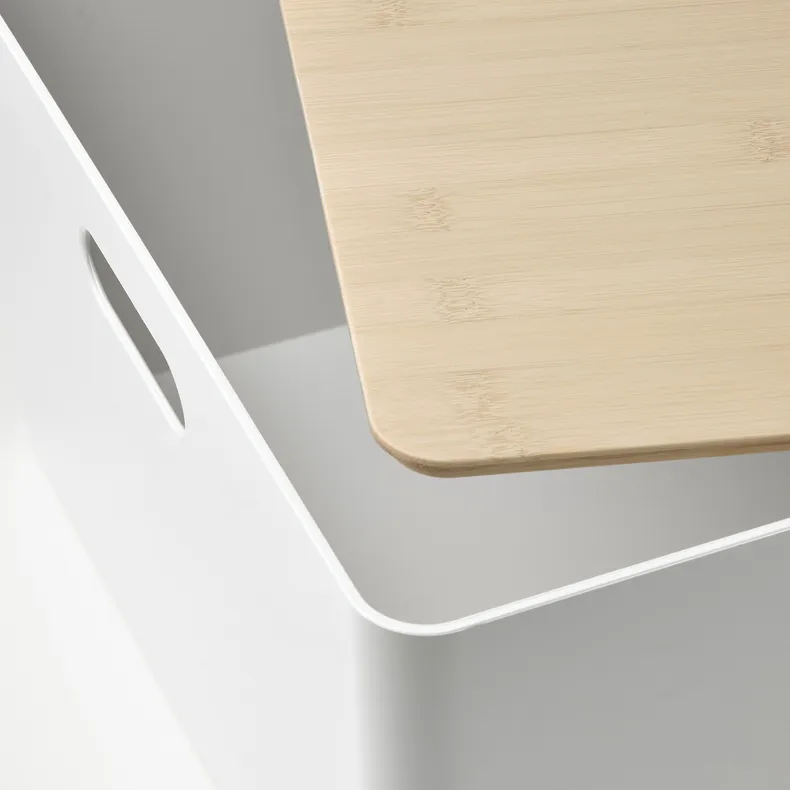 IKEA KUGGIS КУГГІС, коробка з кришкою, білий/бамбук, 37x54x21 см 795.612.91 фото №2