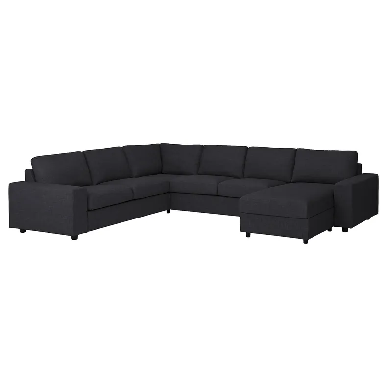 IKEA VIMLE ВІМЛЕ, кутовий диван, 5-місний з кушеткою, з широкими підлокітниками/Холдований антрацит 994.366.92 фото №1