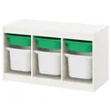 IKEA TROFAST ТРУФАСТ, комбинация д/хранения+контейнеры, белый зеленый/белый, 99x44x56 см 193.355.31 фото thumb №1