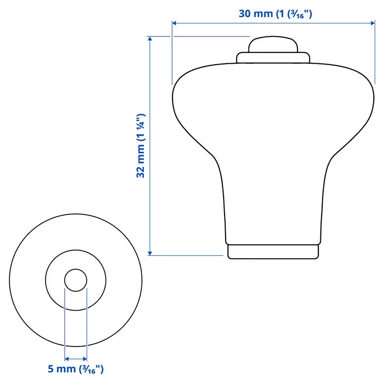 IKEA KLINGSTORP КЛІНГСТОРП, ручка, кремово-білий/хромований, 30 мм 605.536.82 фото №8