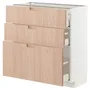 IKEA METOD МЕТОД / MAXIMERA МАКСИМЕРА, напольный шкаф с 3 ящиками, белый / светлый бамбук, 80x37 см 393.303.11 фото
