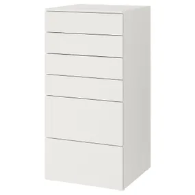 IKEA SMÅSTAD СМОСТАД / PLATSA ПЛАТСА, комод с 6 ящиками, белый/белый, 60x57x123 см 593.876.55 фото