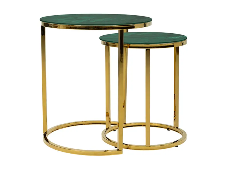 BRW Kamza, Комплект из двух столов, зелёный/золотой GREEN фото №1