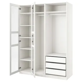 IKEA PAX ПАКС / TYSSEDAL ТІССЕДАЛЬ, гардероб, білий/біле скло, 175x60x236 см 394.801.50 фото