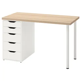 IKEA LAGKAPTEN ЛАГКАПТЕН / ALEX АЛЕКС, письменный стол, дуб, окрашенный в белый цвет, 120x60 см 094.169.62 фото