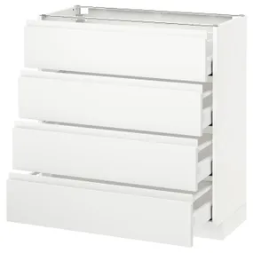 IKEA METOD МЕТОД / MAXIMERA МАКСИМЕРА, напольн шкаф 4 фронт панели / 4 ящика, белый / Воксторп матовый белый, 80x37 см 091.127.86 фото