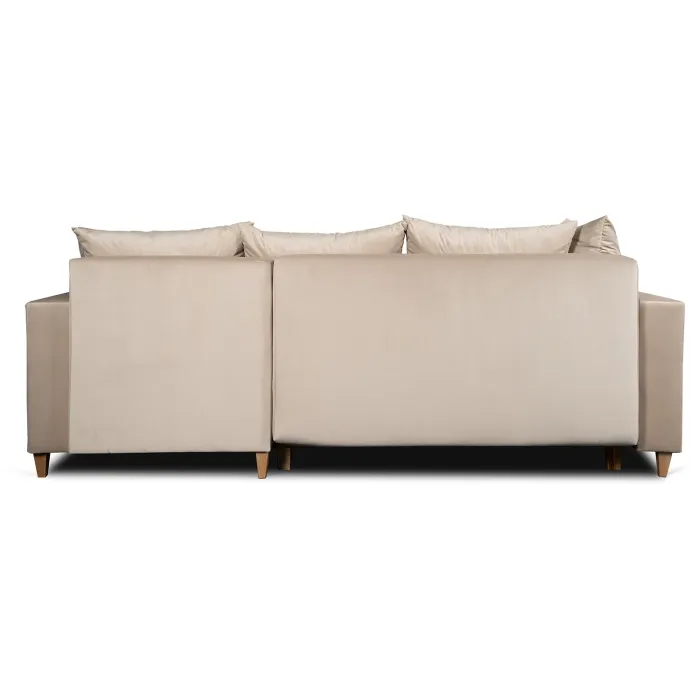 Угловой диван бархатный MEBEL ELITE MARKUS Velvet, 238 см, бежевый (правый) фото №14