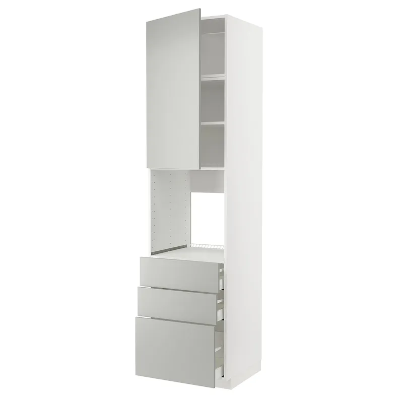 IKEA METOD МЕТОД / MAXIMERA МАКСИМЕРА, высокий шкаф д / духовки / дверь / 3ящика, белый / светло-серый, 60x60x240 см 795.389.84 фото №1