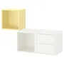 IKEA EKET ЕКЕТ, настінна комбінація для зберігання, білий / блідо-жовтий, 105x35x70 см 395.216.88 фото