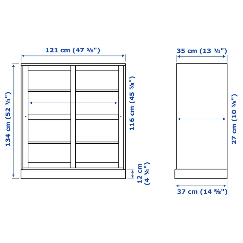 IKEA HAVSTA ХАВСТА, шафа зі склян дверцятами з цоколем, сіро-бежеве/прозоре скло, 121x37x134 см 895.346.69 фото №2