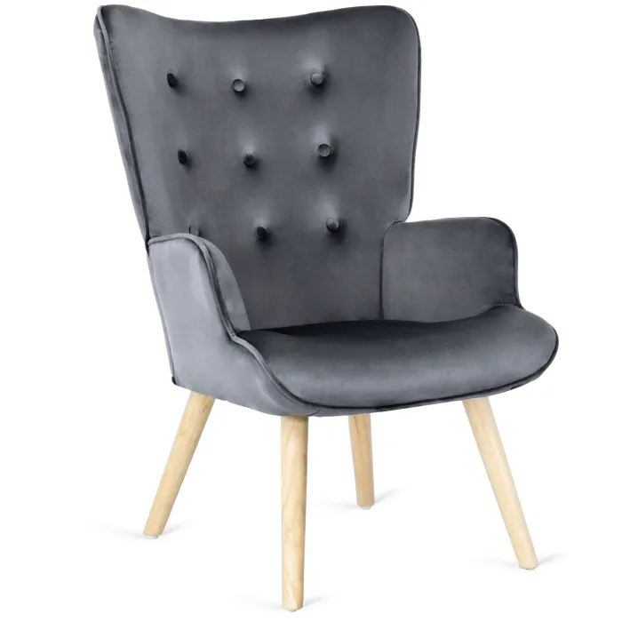 Крісло м'яке оксамитове з підставкою для ніг MEBEL ELITE LOZANO Velvet, Сірий фото №11