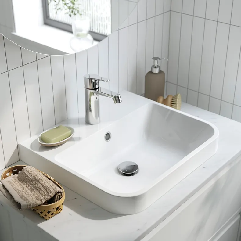 IKEA BACKSJÖN БАККШЕН, напівврізна мийка з сифоном, білий, 50x43 см 095.170.13 фото №2