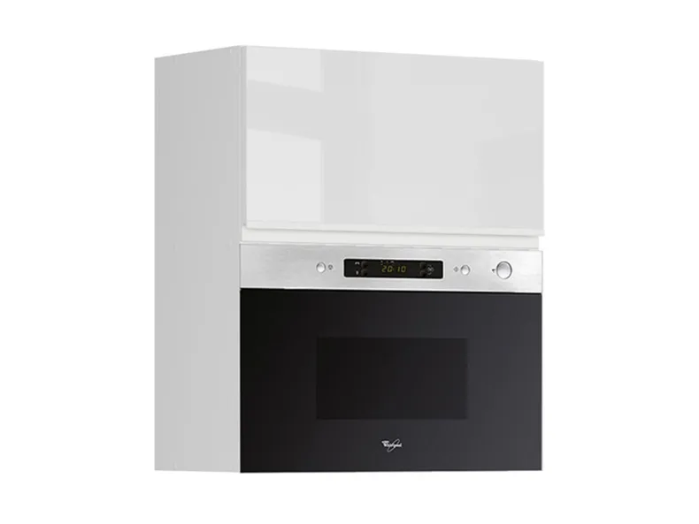 BRW Верхний кухонный шкаф Sole 60 см с микроволновой печью белый глянец, альпийский белый/глянцевый белый FH_GMO_60/72_O_MBNA900-BAL/BIP/IX фото №2