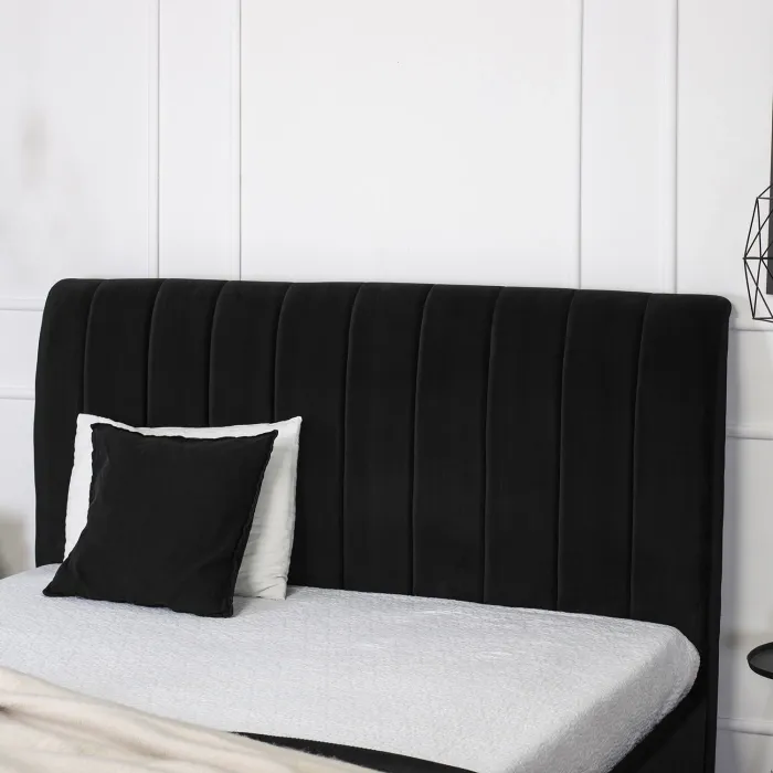 Ліжко двоспальне оксамитове MEBEL ELITE MARCELO Velvet, 160x200 см, чорний фото №4