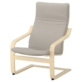 IKEA POÄNG ПОЕНГ, крісло, березовий шпон / КНІСА світло-бежевий 392.407.87 фото