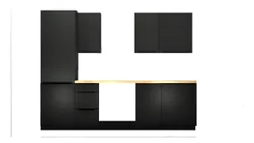 BRW Кухонний гарнітур L6 265 см без стільниці чорний матовий, чорний/чорний матовий FM_265_WL_BBL-CA/CAM фото