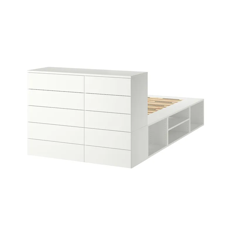 IKEA PLATSA ПЛАТСА, каркас кровати с 10 ящиками, белый, фонны, 140x244x103 см фото №3