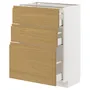 IKEA METOD МЕТОД / MAXIMERA МАКСИМЕРА, напольный шкаф с 3 ящиками, белый / Воксторп имит. дуб, 60x37 см 595.381.31 фото