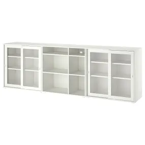 IKEA VIHALS ВИХАЛС, комбинация д / хранения+стекл дверц, белое / прозрачное стекло, 285x37x90 см 595.212.15 фото