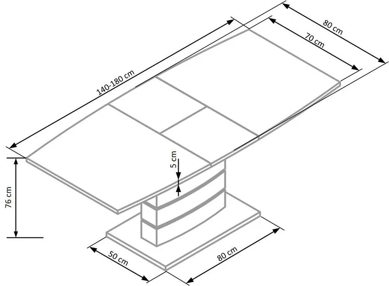 Кухонний стіл HALMAR NORD 140-180x80 см чорний, білий фото №4
